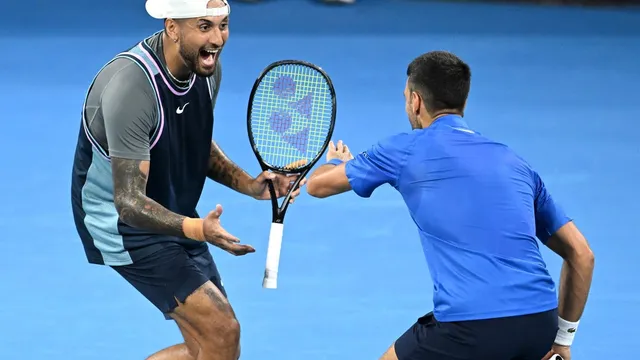 Nick Kyrgios and Novak Djokovic triumph over rivals in dramatic doubles match