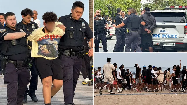 Brawl erupts at Coney Island Beach as 16 teens are arrested