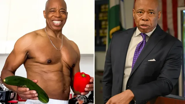 Eric Adams promotes healthy eating with shirtless vegetable photo