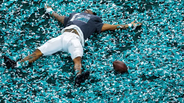Confetti from Eagles' Super Bowl triumph flies around the Moon