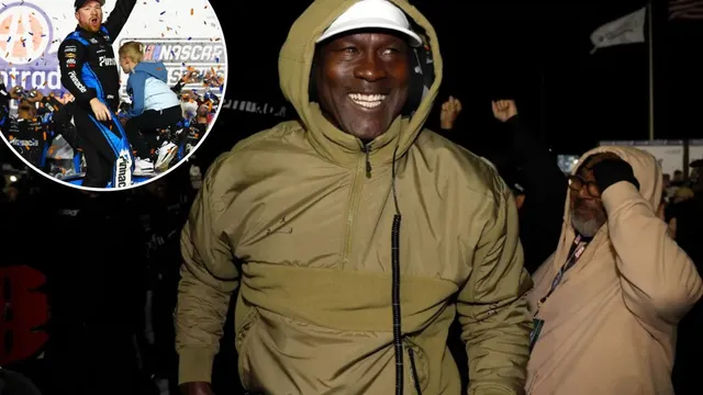 Michael Jordan's team celebrates as Tyler Reddick clinches second victory
