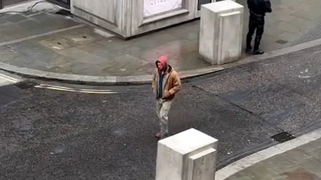Glen Powell films The Running Man in central London