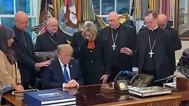 Eight US Catholic bishops meet President Trump at White House for prayer and policy talks