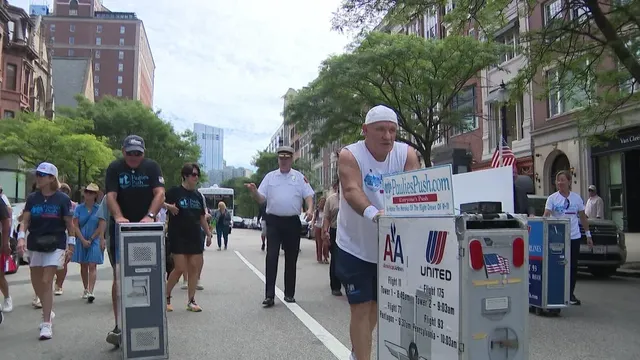 Retired flight attendant pushes beverage cart 220 miles to honor 9/11 victims