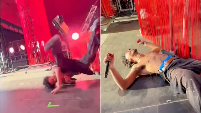 d4vd faceplants after failed backflip on Coachella stage