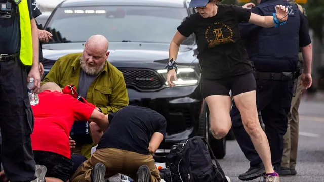 Protester shot and killed at No Kings rally by peacekeeper