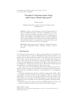 Ouyang (2022), Permitted Announcement Logic with Unary Modal Operators