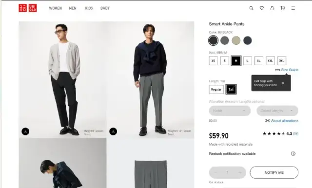 1. Uniqlo Smart Ankle Pants. Классические брюки, очень приятный материал. Надевались пару раз. Разме — Тбилиси — 30 ₾