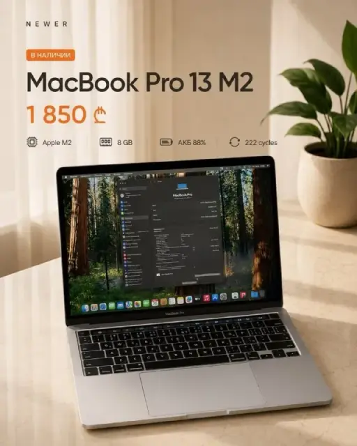 MacBook Pro 13″ M2 8/512GB — Silver — Batumi — 2,250 ₾
