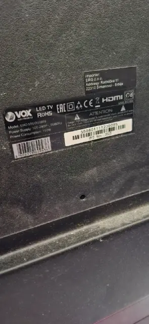 55» VOX UHD 55GOU080B, причина неисправности — удар матрицы. Срок эксплуатации 1 год — Батуми