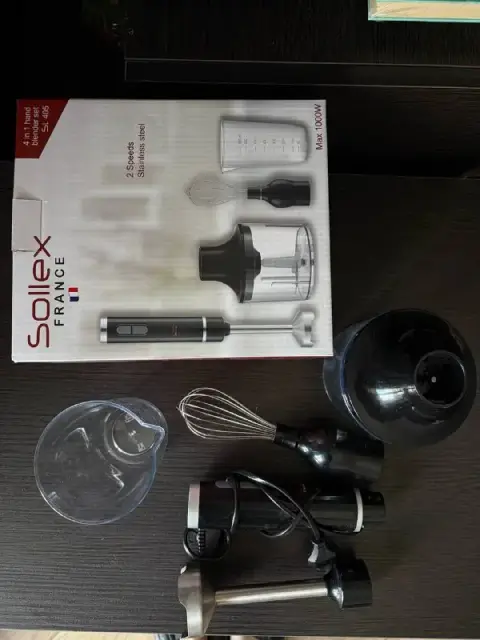 SOLLEX France SL405 4-in-1, 1000 Вт — ручной блендер с венчиком, чашей-измельчителем и стаканом — Tbilisi — 40 ₾
