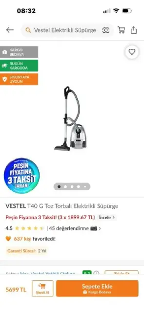 Пылесос Vestel T40 G в отличном состоянии — Анталия — 4 000 ₺