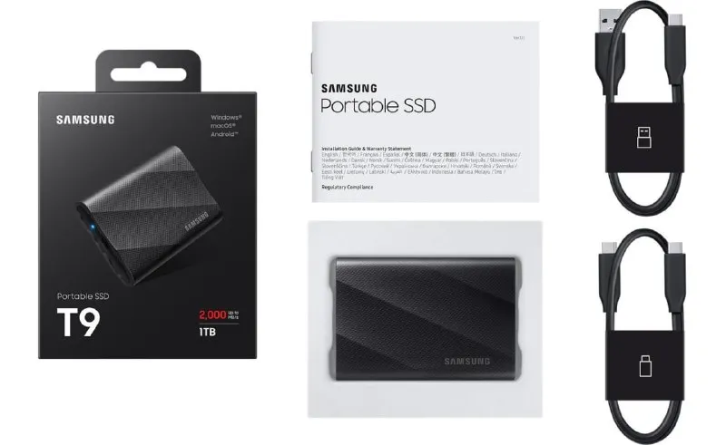 Samsung Portable SSD T9 Gen 2×2 1TB Black
