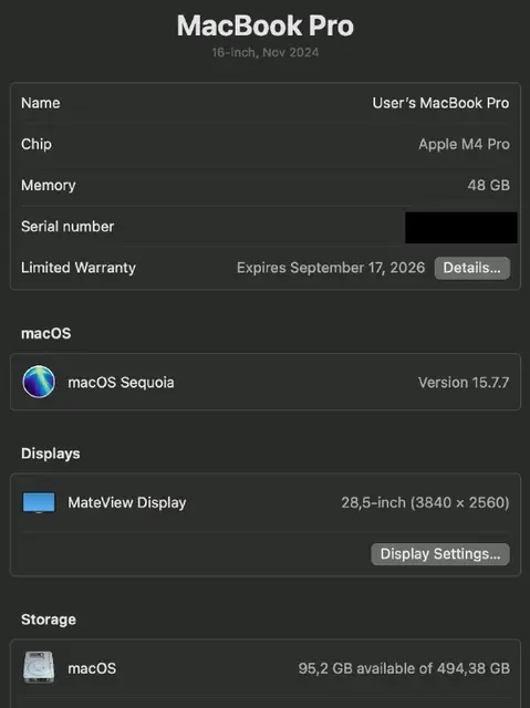 Macbook Pro 16» 48/512 M4 Pro черный — Батуми — 2 800 $