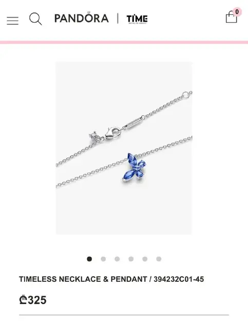 Ожерелье Pandora Timeless с подвеской в виде голубой бабочки — Тбилиси — 180 ₾