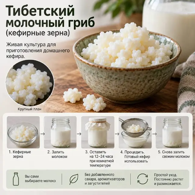 Тибетский молочный гриб (кефирные зерна) — Тбилиси — 20 ₾