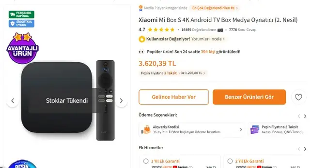 Xiaomi Mi Box S 4K Android TV — Анталия — 3 000 ₺