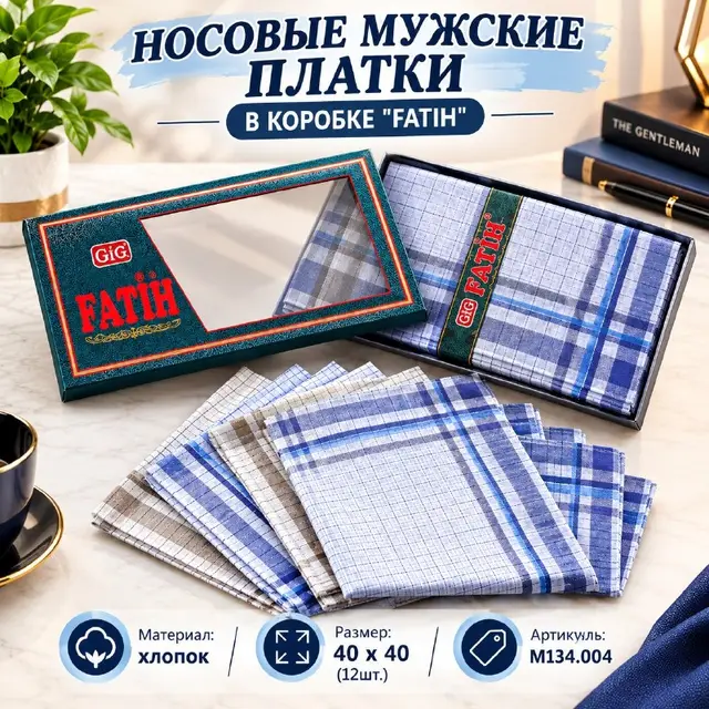 НОСОВЫЕ МУЖСКИЕ ПЛАТКИ В КОРОБКЕ «FATIH» — Стамбул — 7 $