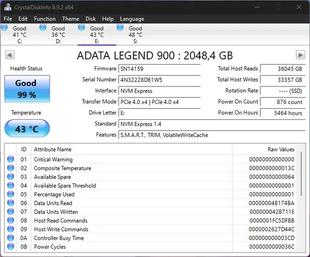 SSD ADATA Legend 900 2TB — Тбилиси — 650 ₾