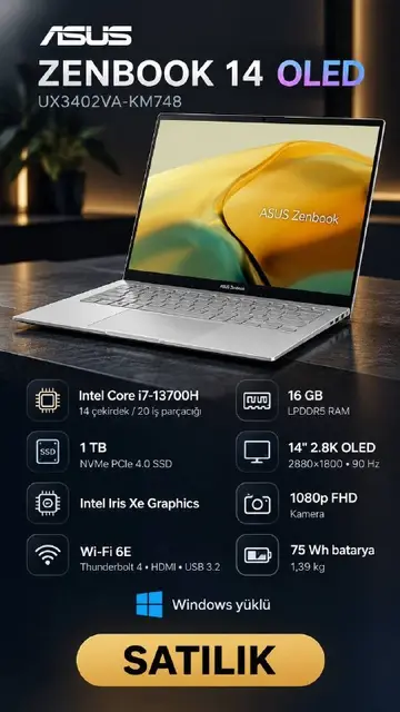 ASUS Zenbook 14 OLED — Стамбул — 38 000 ₺