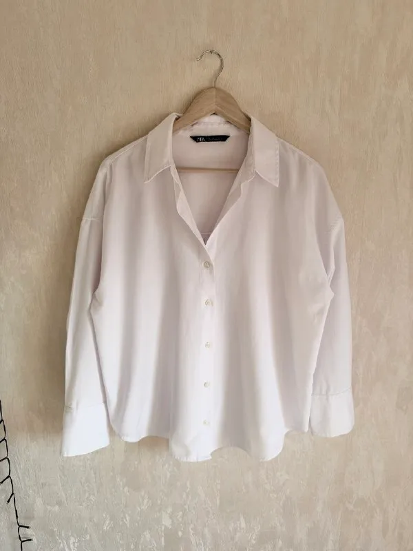 Рубашка белая ZARA (плетение оксфорд)