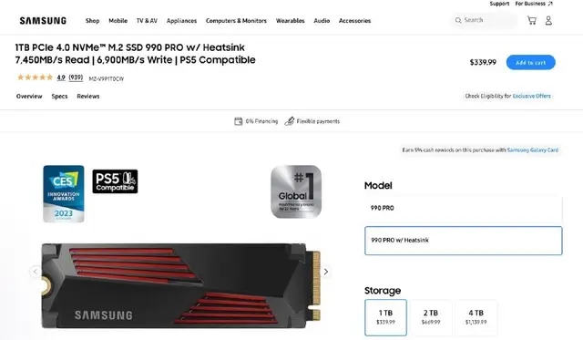 Samsung 990 Pro 1TB with Heatsink — Ереван — 150 000 ֏