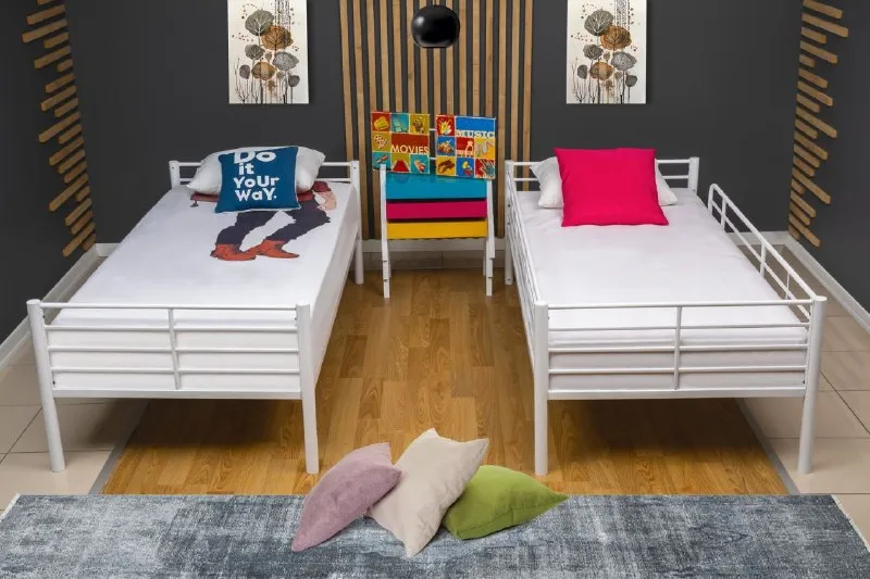 White metal 90*200 cm bed