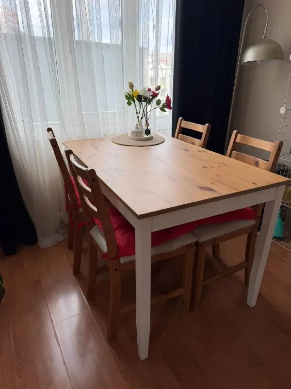 Стол и четыре стула IKEA MASA LERHAMN