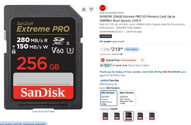 SanDisk 256GB Extreme PRO SD V60 — Тбилиси — 400 ₾