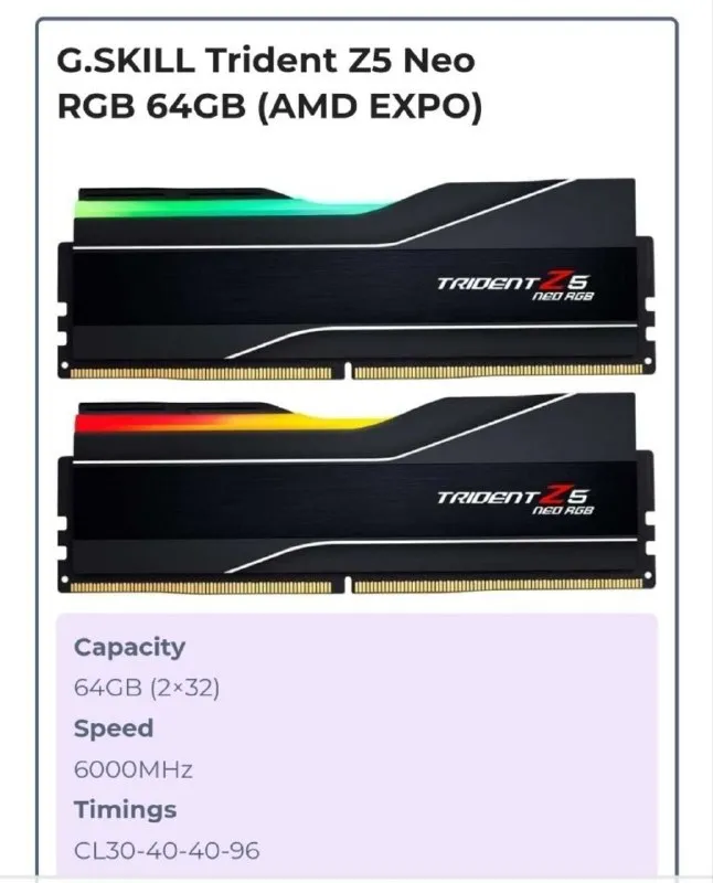 G.Skill Trident Z5 Neo RGB 64GB DDR5