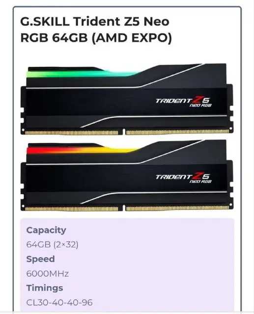 G.Skill Trident Z5 Neo RGB 64GB DDR5 — Тбилиси — 3 200 ₾