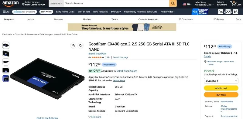 GOODRAM CX400 256 GB SSD