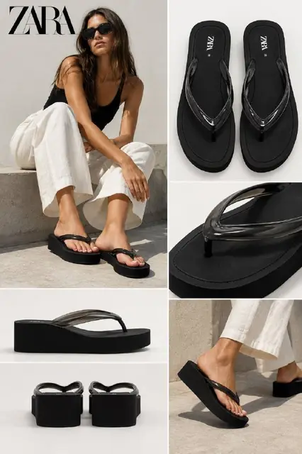 Чёрные вьетнамки Zara на платформе — Тбилиси — 30 ₾