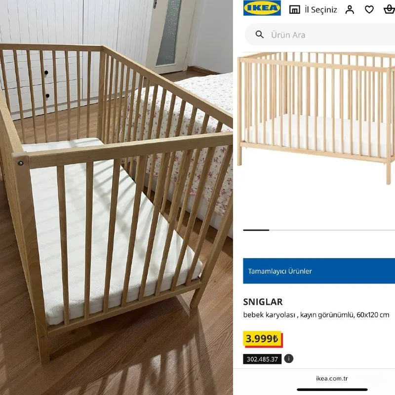 Детская кроватка и матрас IKEA