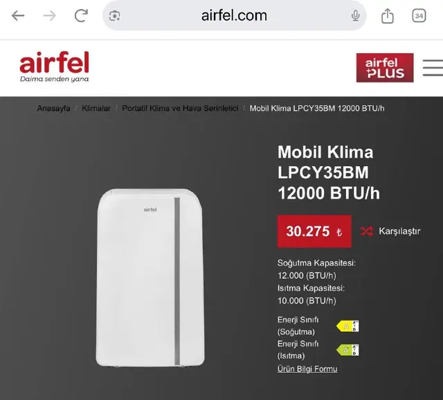 Airfel LPCY35BV1BM — Анталия — 12 000 ₺