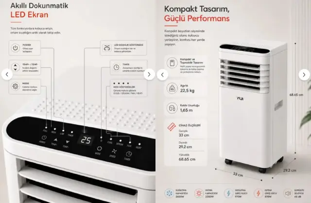 Yui Hc9000 9000 Btu Portable Air Conditioner — Анталия — 6 752 ₺