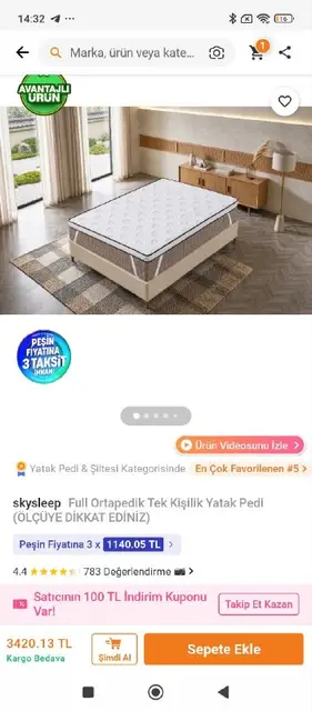 Матрас 180×200 — Анталия — 2 000 ₺