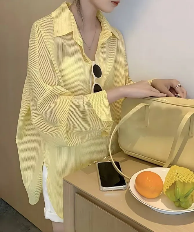 Жёлтая женская рубашка
