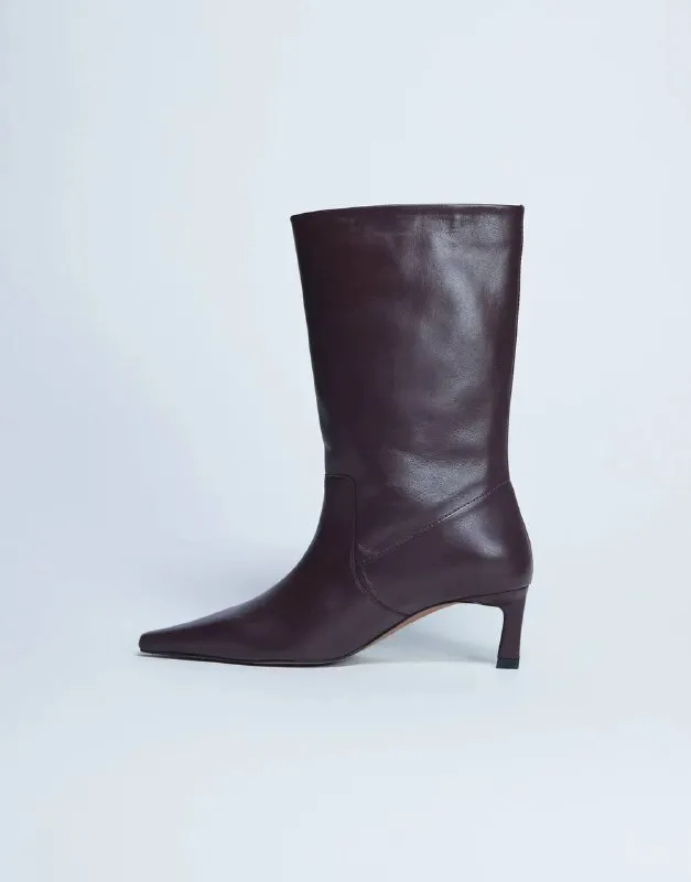 Topshop Tiggy бордовые кожаные сапоги