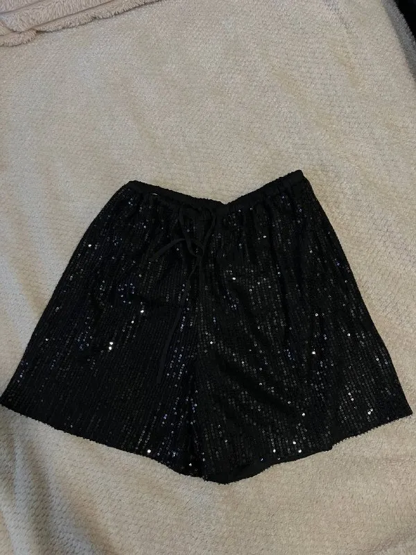 Мини шорты с паетками selfmade S