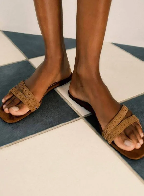 Zara Split Suede Flat Slider Sandals