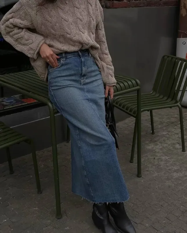 Джинсовая макси юбка ZARA