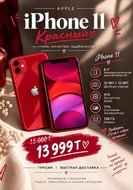 Турецкий телефон iPhone 11 на 128 гб — Анталия — 12 500 ₺