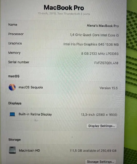 MacBook Pro 13″ 2019, A2159, Touch Bar — Батуми — 350 ₾
