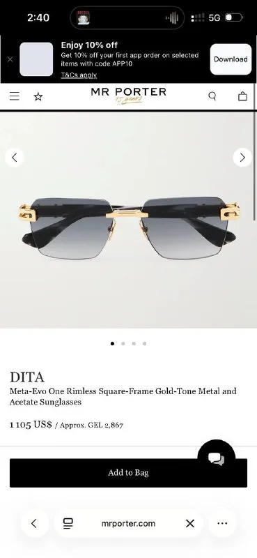 DITA Meta-Evo One Rimless Square-Frame