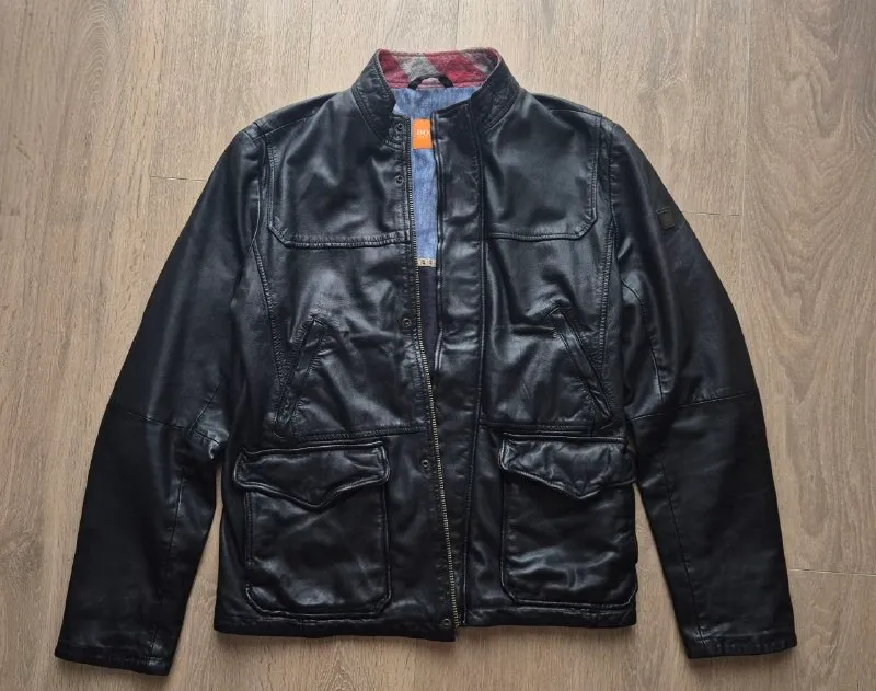 Куртка кожаная hugo boss orange