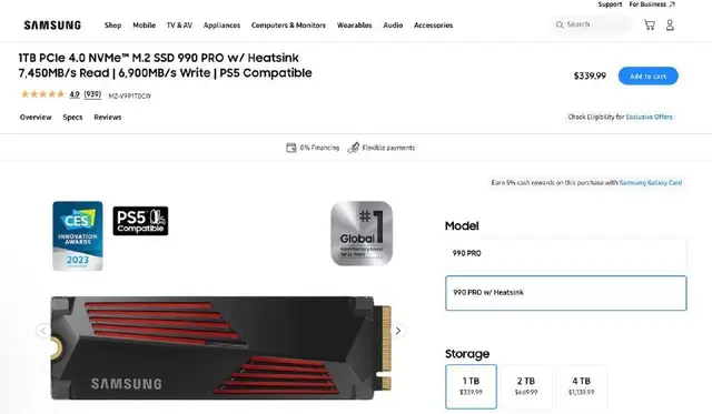Samsung 990 Pro 1TB with Heatsink — Ереван — 95 000 ֏