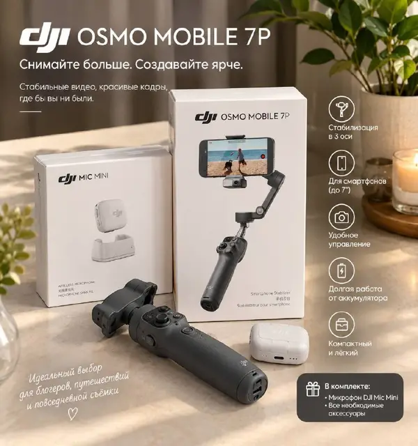 DJI Osmo Mobile 7P + DJI Mic Mini — Ереван — 69 000 ֏