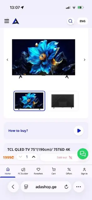 Google TV 75 дюймов TCL 4К UHD — Тбилиси — 900 ₾