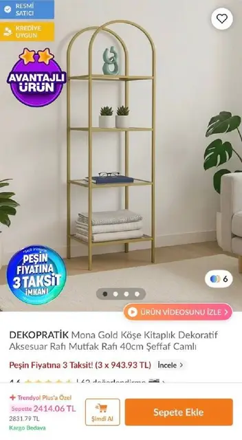 Стеллаж Dekopratik со стеклянными полками — Анталия — 1 300 ₺